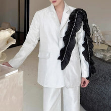 Load image into Gallery viewer, Lace-Panel Casual Notch Lapel Blazer
