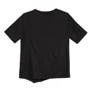 Draped Hem Pleated Patchwork T-shirt