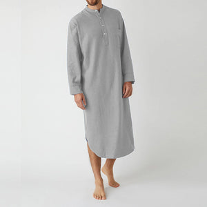 Button Solid Arabian Nightgown Shirt