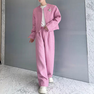 Woolen Metal Suit Jacket Wide-leg Trousers Two-piece Suit