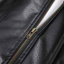 Load image into Gallery viewer, Black Shoulder Padded Motorcycle PU Leather Jacket
