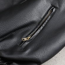 Load image into Gallery viewer, Black Shoulder Padded Motorcycle PU Leather Jacket
