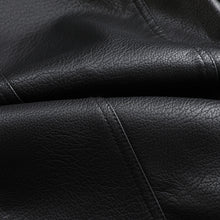 Load image into Gallery viewer, Black Shoulder Padded Motorcycle PU Leather Jacket
