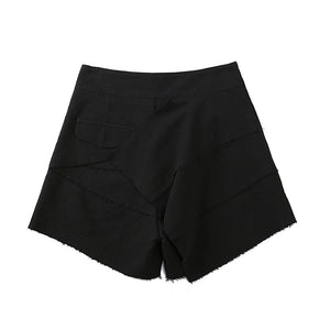 Dark High Waist Cut Edge Shorts
