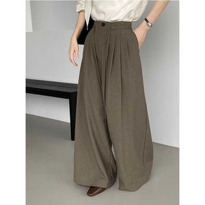 Pleated Drawstring Casual Wide-leg Pants
