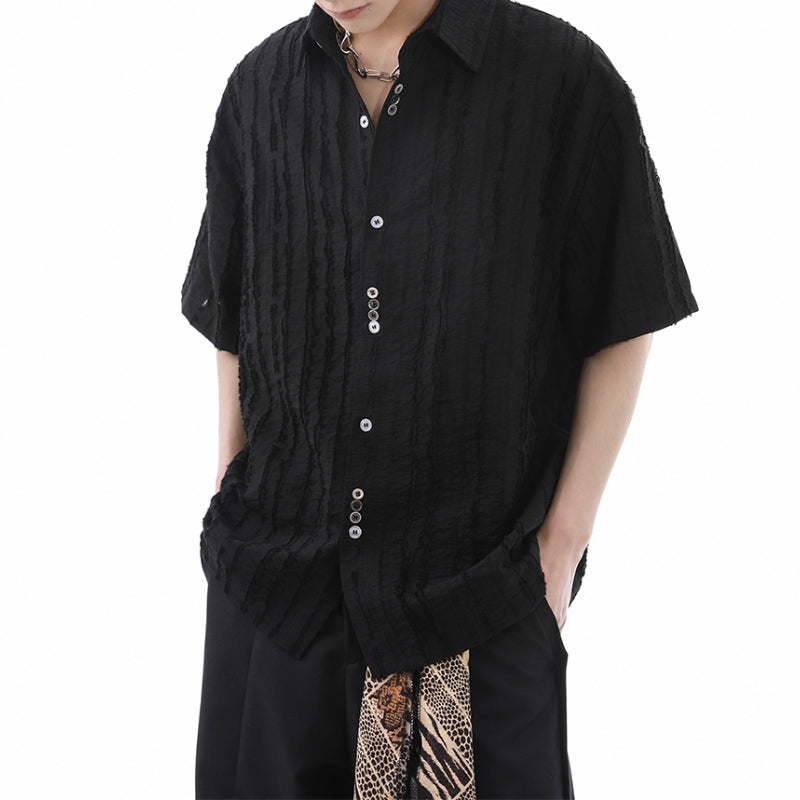 American Loose Textured Pleated Shirt