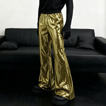 Load image into Gallery viewer, Elastic-waist Sequined Wide Leg Pants Stage Performance Party Trousers
