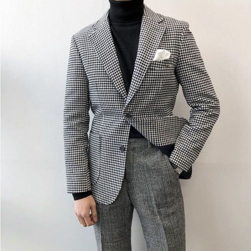 Woolen Suit Casual Slim Fit Plaid Jacket