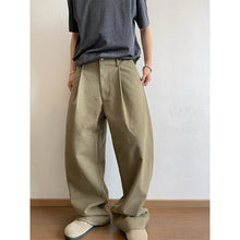 Load image into Gallery viewer, Retro Frayed Pleated Straight-leg Cargo Pants
