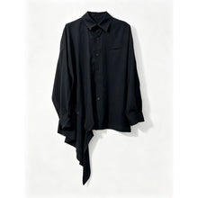 Load image into Gallery viewer, Japanese Draped Asymmetric Hem Long Sleeve Shirt Wide-leg Pants Two-piece Set

