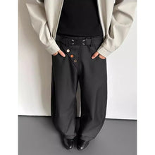 Load image into Gallery viewer, Retro Casual Diagonal Button Wide-leg Pants
