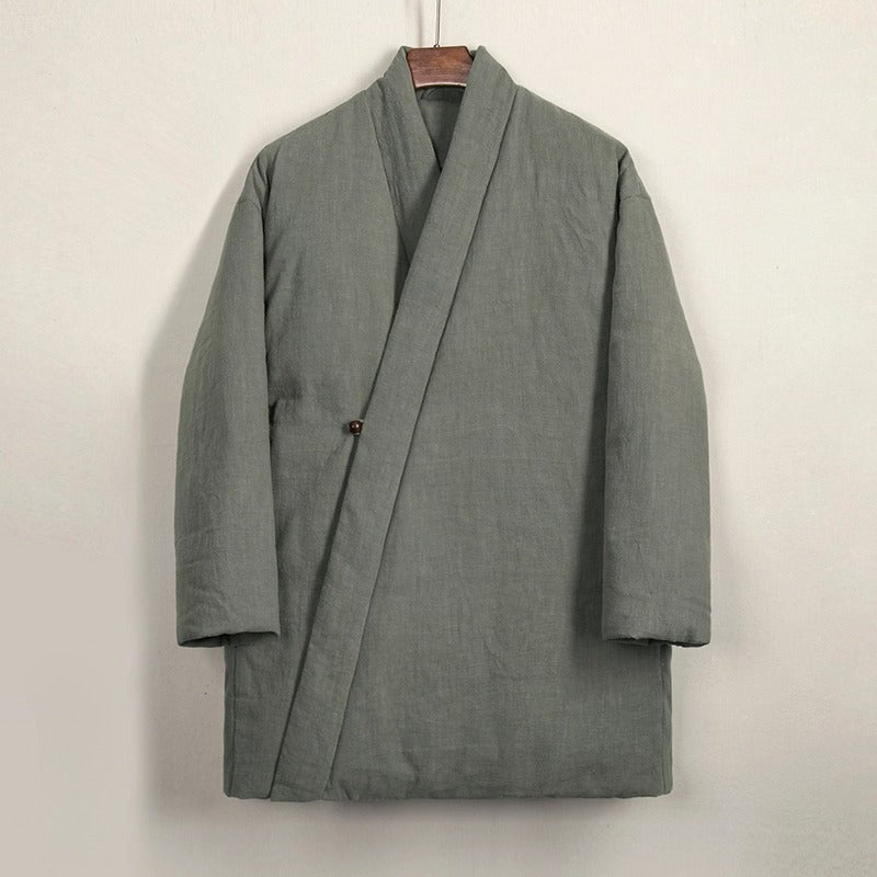 Loose Diagonal Placket Cotton-linen Jacket