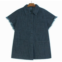 Load image into Gallery viewer, Square Neck Raw Edge Denim Vest Patchwork Jeans Two-Piece Set
