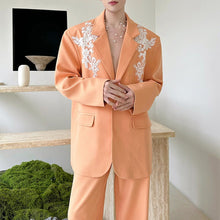 Load image into Gallery viewer, 3D Lace Floral Embroidery Suit Jacket and Loose Casual Pants Two-piece Set
