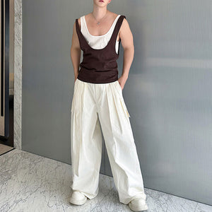 Contrast Color Layered Casual Sleeveless Vest
