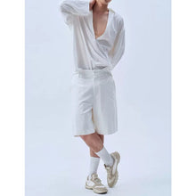Load image into Gallery viewer, Deep V Neck Oversized Draped Tie Neck Shirt
