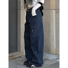 Load image into Gallery viewer, Vintage Rivet Stitching Denim Loose Straight Wide-leg Pants
