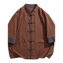 Load image into Gallery viewer, Cotton Linen Three Quarter Sleeve Frog Button Taichi Shirt

