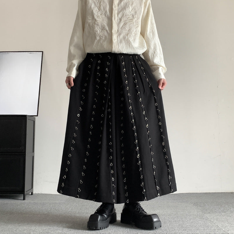 Buttoned Loose Wide-leg Culottes