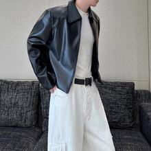Load image into Gallery viewer, Padded Lapel Leather Jacket
