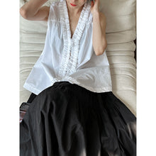 Load image into Gallery viewer, Women's Ruffle Trim Petal Collar Sleeveless Blouse
