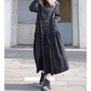 Black Loose Long-sleeved Dress