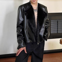 Load image into Gallery viewer, Faux Fur Collarless Leather Jacket
