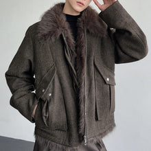 Load image into Gallery viewer, Cable Knit Shearling Fur Collar Jacket
