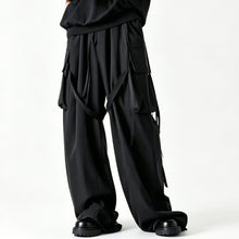 Load image into Gallery viewer, Japanese Workwear-Inspired Wide-Leg Ribbon Pants
