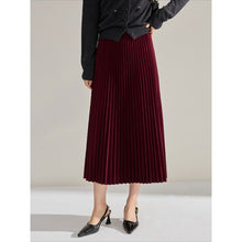 Load image into Gallery viewer, Women's High-waisted Loose Pleated Midi Skirt
