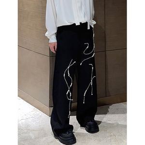 Retro Niche Beaded Loose Casual Trousers