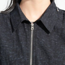 Load image into Gallery viewer, Women Pleated Textured Zip-up Collar Shirt
