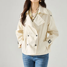 Load image into Gallery viewer, Women's Short Drawstring Cotton Trench Coat
