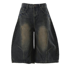 Load image into Gallery viewer, Retro Loose Scimitar Denim Cropped Trousers
