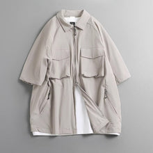Load image into Gallery viewer, Multi-pocket Loose Two-way Zip Collar T-shirt

