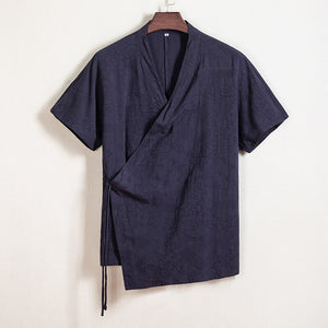 Cotton and Linen Kimono Loose Cardigan Shirt