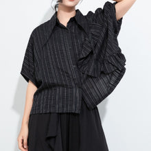 Load image into Gallery viewer, Women's Plus Size Asymmetric Layered Striped Loose Shirt
