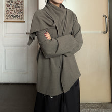 Load image into Gallery viewer, Irregular Patchwork Neck Scarf Long-sleeved Shirt
