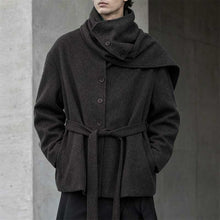 Load image into Gallery viewer, Stand-up Collar and Belted Waist Wool Coat
