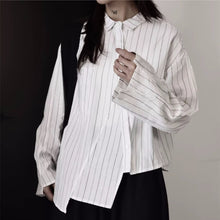 Load image into Gallery viewer, Striped Irregular Long-sleeved Shirt
