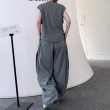 Load image into Gallery viewer, Solid Color Collar Contrasting Vest Casual Wide-leg Trousers Two-piece Suit
