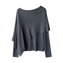 Load image into Gallery viewer, Women's Asymmetrical Knit Cape Overlay Layered Long Sleeve Shirt
