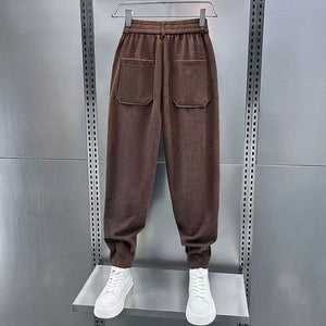 Casual Cuffed Corduroy Harem Pants