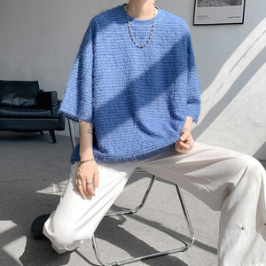 Tasseled Quarter-sleeve Loose T-shirt