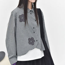 Load image into Gallery viewer, Women's Floral Patchwork Curved Hem Long-sleeved Shirt
