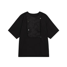 Load image into Gallery viewer, Jacquard Panel Round Neck Short Sleeve Shirt
