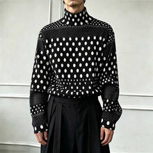 Load image into Gallery viewer, Ink-wash Polka Dot Turtleneck Pleated Base Layer Top

