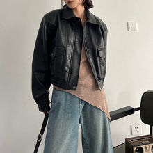 Load image into Gallery viewer, Short Vintage Leather Jacket

