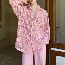 Load image into Gallery viewer, French Retro Sheer Lace Embroidered Shirt
