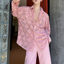 Load image into Gallery viewer, French Retro Sheer Lace Embroidered Shirt
